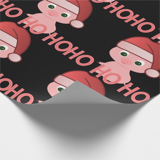 Sneaky Santa Baby Pig in Cute Roze Kerstmis Cadeaupapier (Hoek)