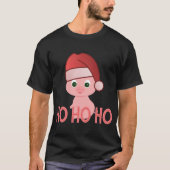 Sneaky Santa Baby Pig in Cute Roze Kerstmis T-shirt (Voorkant)