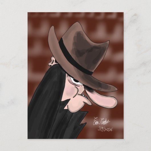 Sneaky villain cartoon character briefkaart (Voorkant)