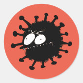 Sneaky Virus cartoon Ronde Sticker (Voorkant)