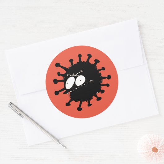 Sneaky Virus cartoon Ronde Sticker (Envelop)