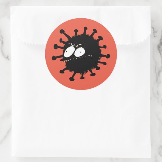 Sneaky Virus cartoon Ronde Sticker (Tas)