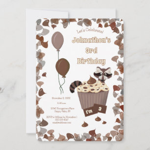 Sneaky Wasbeer & Chocolade Cupcake Verjaardag Kaart