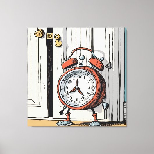 Sneaky wekker - grillige deuropening canvas afdruk (Voorkant)