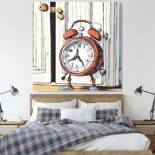 Sneaky wekker - grillige deuropening canvas afdruk (Insitu (Slaapkamer))