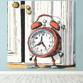 Sneaky wekker - grillige deuropening canvas afdruk (Insitu (Houten vloer))