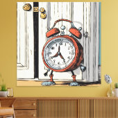 Sneaky wekker - grillige deuropening canvas afdruk (Insitu (Woonkamer))