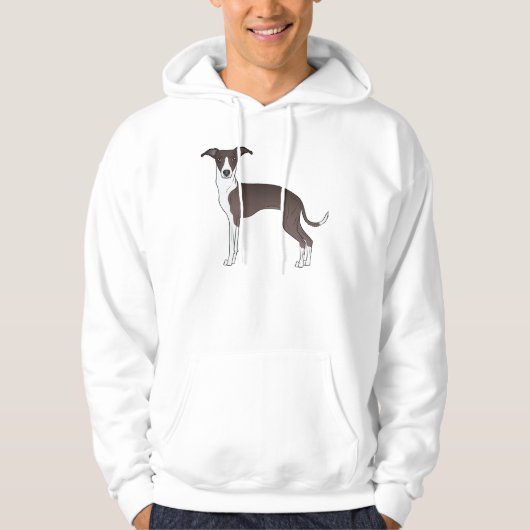 Snede en witte Italiaanse Greyhound Cute Cartoon D Hoodie (Voorkant)