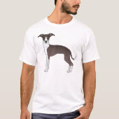 Snede en witte Italiaanse Greyhound Cute Cartoon D T-shirt (Voorkant)