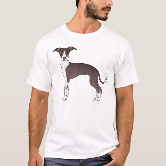 Snede en witte Italiaanse Greyhound Cute Cartoon D T-shirt (Voorkant)