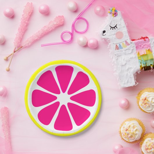 Snede van roze vruchten papieren bordje (Feest)