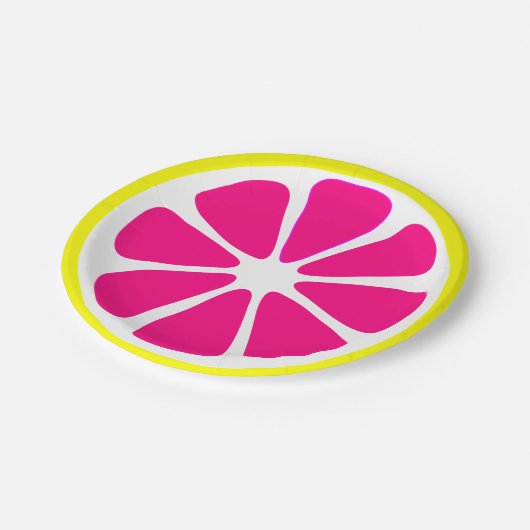 Snede van roze vruchten papieren bordje (Gekanteld)