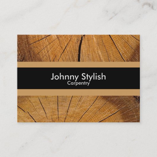 Snede van timmerhout visitekaartje (Voorkant)