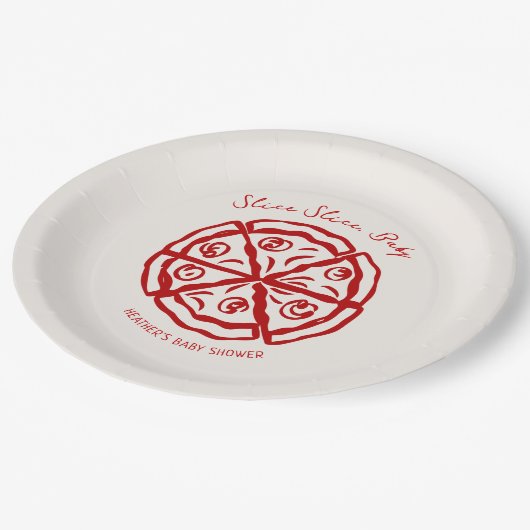 Snee Snee Baby Pizza Ciao Baby Shower Papieren Bordje (Gekanteld)