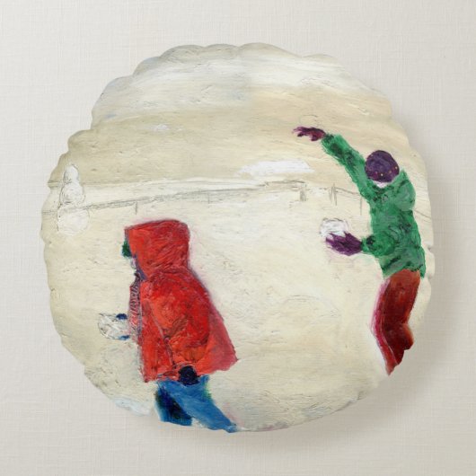 Sneeuw! 2014 rond kussen (Voorkant)