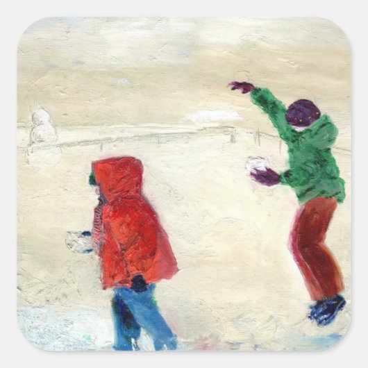 Sneeuw! 2014 vierkante sticker (Voorkant)