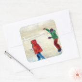 Sneeuw! 2014 vierkante sticker (Envelop)