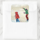 Sneeuw! 2014 vierkante sticker (Tas)