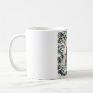 Sneeuw aap heetwaterbron geschenk aquarel winter O Koffiemok