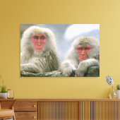 Sneeuw aap koppel, Japanse makaak, Canvas Afdruk (Insitu (Woonkamer))
