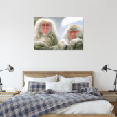 Sneeuw aap koppel, Japanse makaak, Canvas Afdruk (Insitu (Slaapkamer))