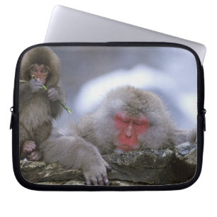 Sneeuw aap moeder & kind, Jigokudani, Nagano, Laptop Sleeve