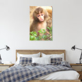 Sneeuw aapje portret canvas afdruk (Insitu (Slaapkamer))