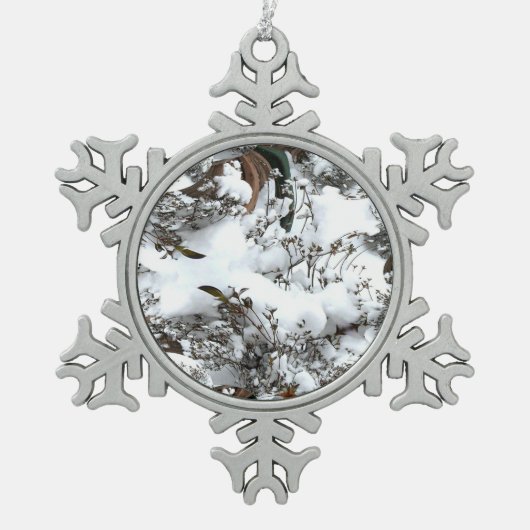 Sneeuw Abstract Tin Sneeuwvlok Ornament (Voorkant)