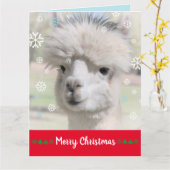 Sneeuw Alpaca Kerstkaart Kaart (Gele Bloem)