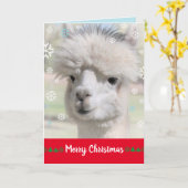 Sneeuw Alpaca Kerstkaart Kaart (Gele Bloem)