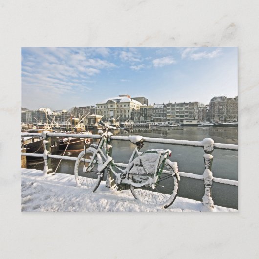 Sneeuw Amsterdam in Amstel in Nederland Briefkaart (Voorkant)