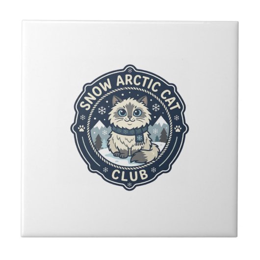 Sneeuw Arctic Kat POD Vector Kunst - Sneeuw Arctic Tegeltje (Voorkant)