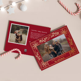 Sneeuw Art Deco Foto Gelukkige Vakantie Folie Feestdagenkaart