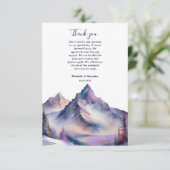 Sneeuw bedekt bergen landschap bruiloft bedankkaart (Staand voorkant)