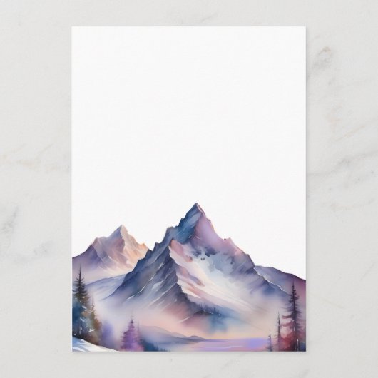 Sneeuw bedekt bergen landschap bruiloft informatiekaartje (Achterkant)