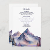 Sneeuw bedekt bergen landschap bruiloft informatiekaartje (Voorkant / Achterkant)