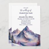 Sneeuw bedekt bergen landschap bruiloft kaart (Voorkant / Achterkant)