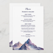 Sneeuw bedekt bergen landschap bruiloft menu (Voorkant / Achterkant)