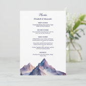 Sneeuw bedekt bergen landschap bruiloft menu (Staand voorkant)