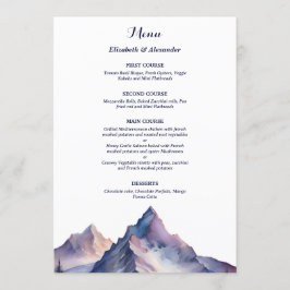 Sneeuw bedekt bergen landschap bruiloft menu