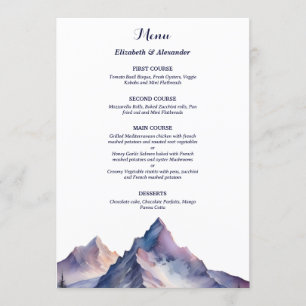 Sneeuw bedekt bergen landschap bruiloft menu