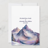 Sneeuw bedekt bergen landschap bruiloft save the date (Achterkant)