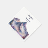 Sneeuw bedekt bergen landschap bruiloft servet (Hoek)