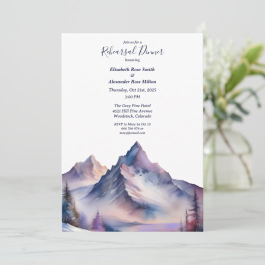 Sneeuw bedekt bergen landschap repetitie diner kaart (Staand voorkant)