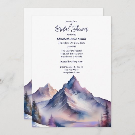 Sneeuw bedekt berglandschap vrijgezellenfeest kaart (Voorkant / Achterkant)