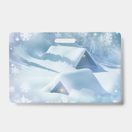 Sneeuw bedekt dak in een bos badge (Voorzijde)