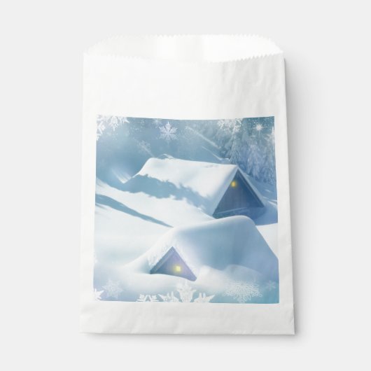 Sneeuw bedekt dak in een bos bedankzakje (Voorkant)