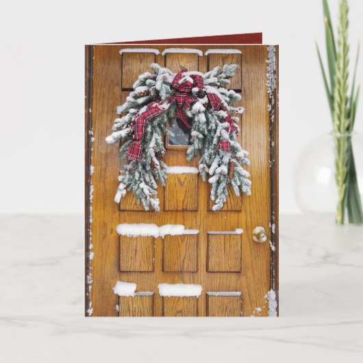 sneeuw bedekt met kerstmis feestdagen kaart (Voorkant)