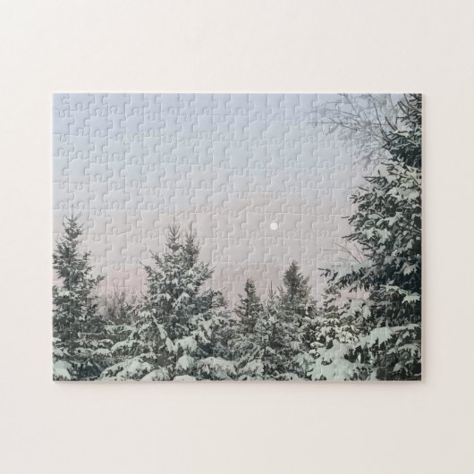 Sneeuw bedekt met pijnbomen legpuzzel (Horizontaal)