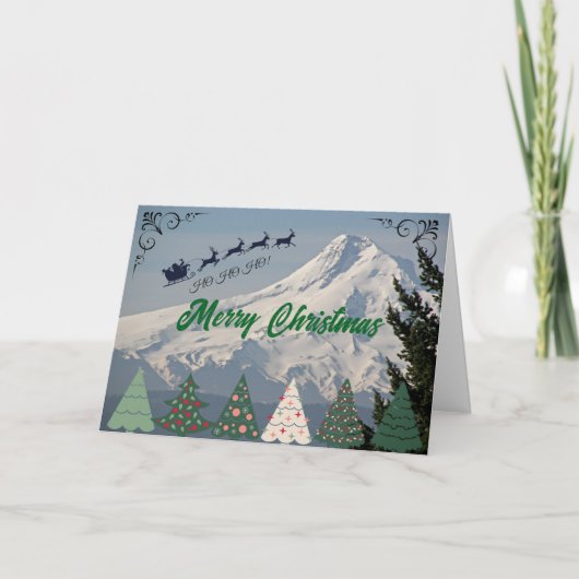 Sneeuw bedekt Mount Hood Kerstmis Feestdagen Kaart (Voorkant)